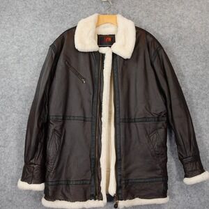 Vintage New‎ York Classics Leather Sherpa Flight Jacket S Chocolate Aviator Y2K